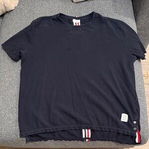 Thom Browne Black Polo with Red and White Stripe